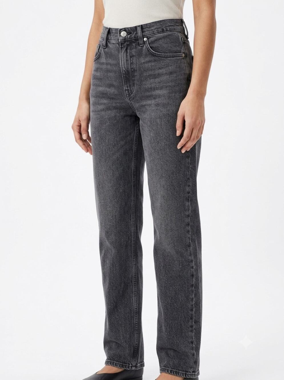 Everlane The Way High Jeans Womens 29R Gray Washed Denim Straight Leg 5-Pocket